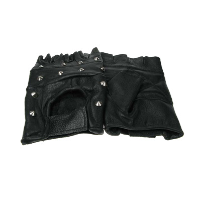 Leren biker handschoenen met studs zwart Leren biker handschoenen met studs zwart